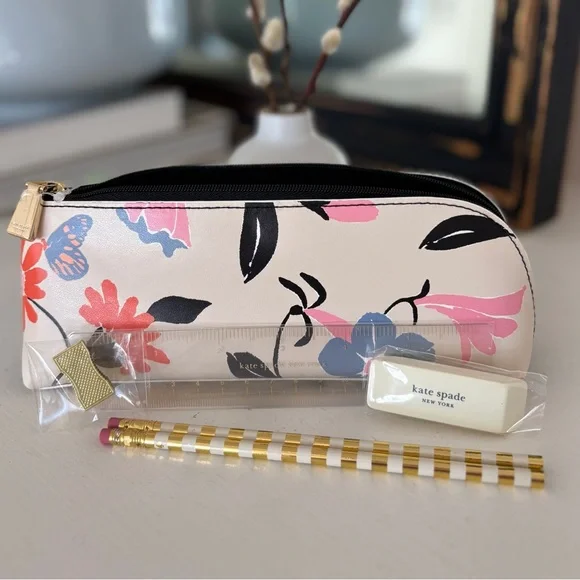 KATE SPADE Garden Floral Pencil Case with Spade Office Supplies - Picture 3 of 13